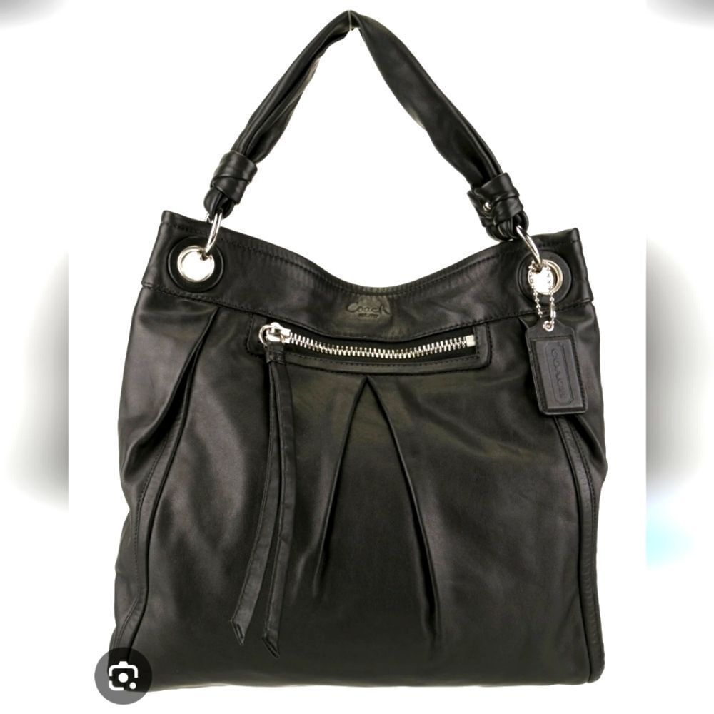 Coach Soft Black Genuine Leather Shoulder Bag Tote HOBO